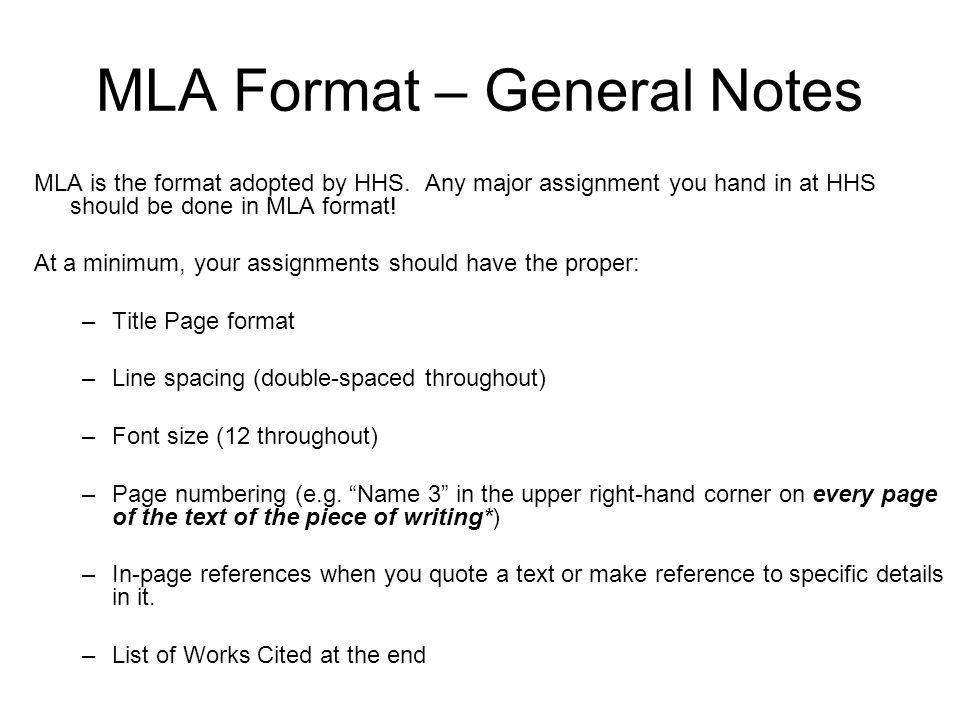 Mla format writing assignment